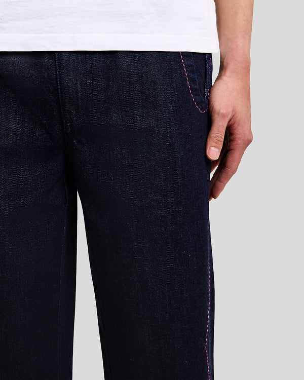 Lyle & Scott Contrast Cuff Barrel Leg Trouser Indigo