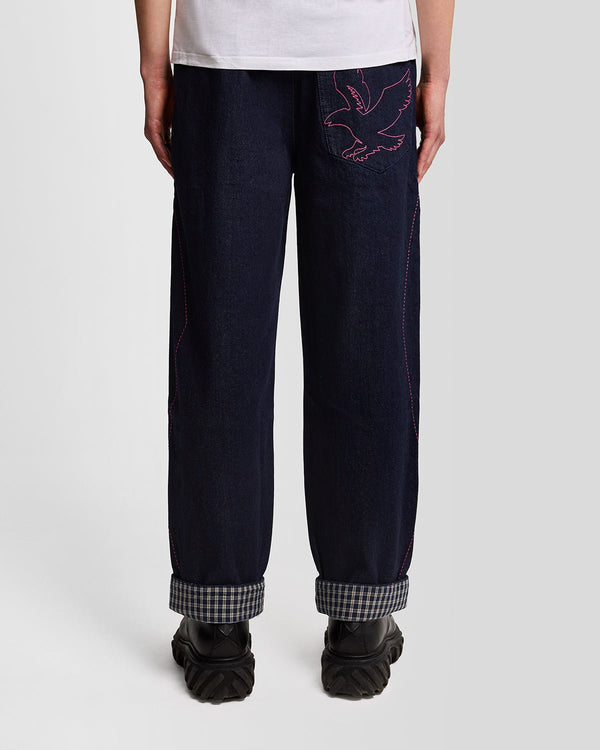 Lyle & Scott Contrast Cuff Barrel Leg Trouser Indigo