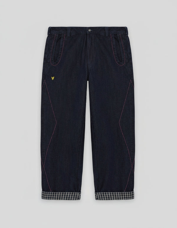 Lyle & Scott Contrast Cuff Barrel Leg Trouser Indigo