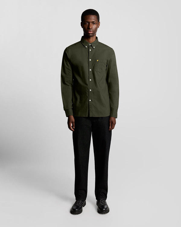lyle & scott Cotton Button Down Oxford Shirt Olive