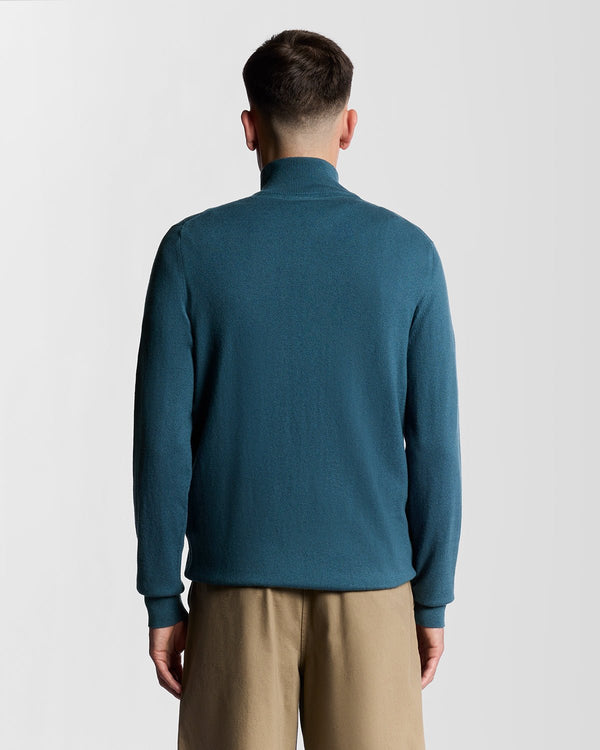 Lyle & Scott Cotton Merino 1/4 Zip Jumper Deep Water