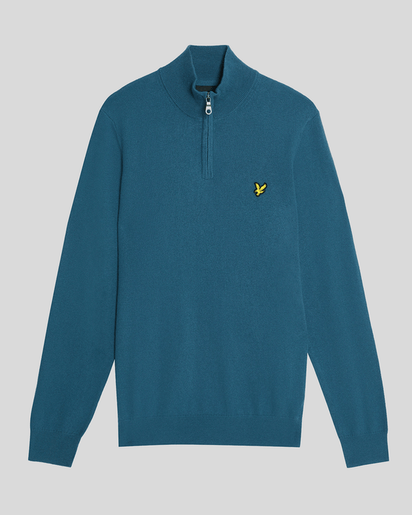 Lyle & Scott Cotton Merino 1/4 Zip Jumper Deep Water