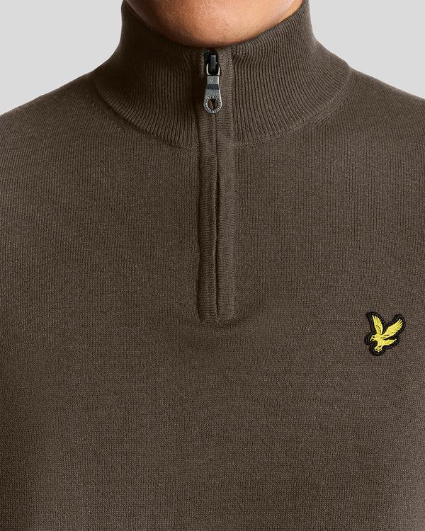 Lyle & Scott Cotton Merino 1/4 Zip Jumper Espresso