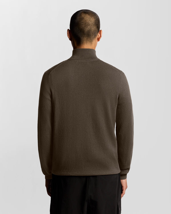 Lyle & Scott Cotton Merino 1/4 Zip Jumper Espresso