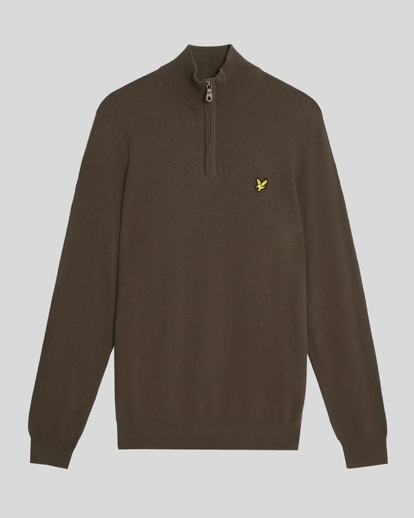 Lyle & Scott Cotton Merino 1/4 Zip Jumper Espresso