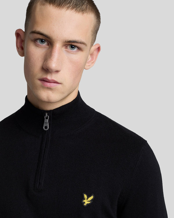 Lyle & Scott Cotton Merino 1/4 Zip Jumper Jet Black