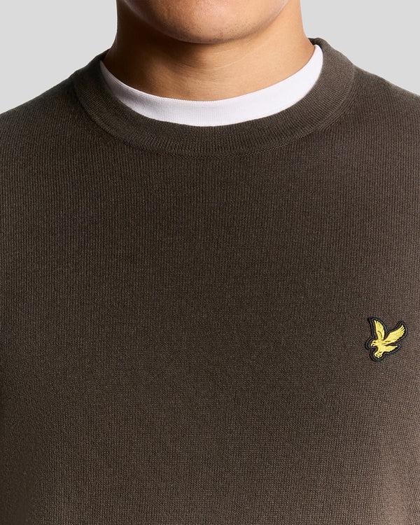 Lyle & Scott Cotton Merino Crew Neck Jumper Espresso