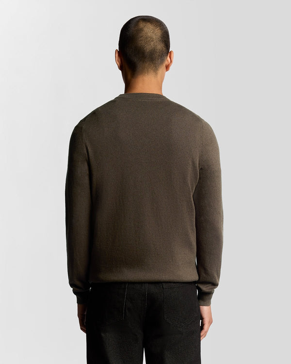 Lyle & Scott Cotton Merino Crew Neck Jumper Espresso