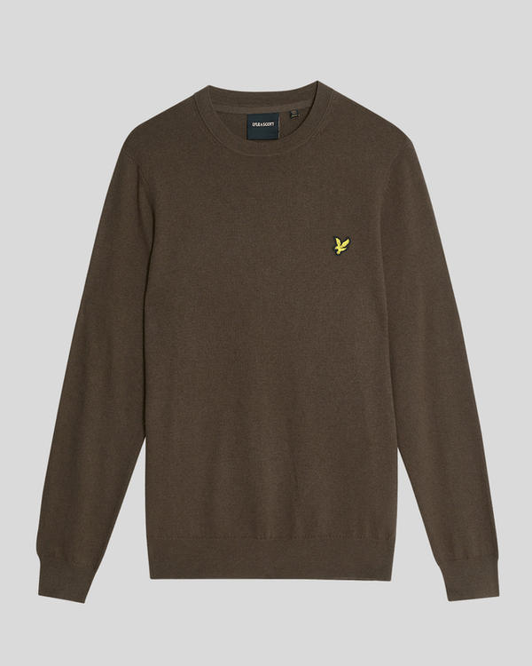 Lyle & Scott Cotton Merino Crew Neck Jumper Espresso