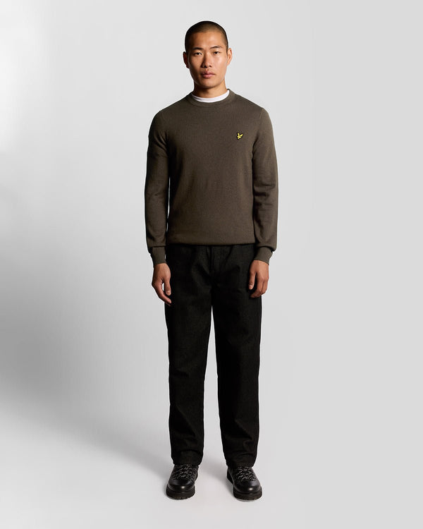 lyle & scott Cotton Merino Crew Neck Jumper Espresso