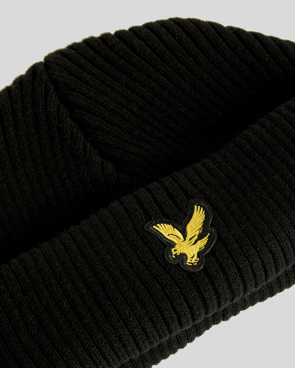 lyle & scott Cotton Ribbed Beanie Black Ice
