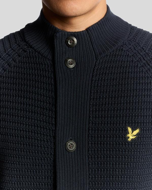 Lyle & Scott Cotton Waffle Knit Cardigan Dark Navy