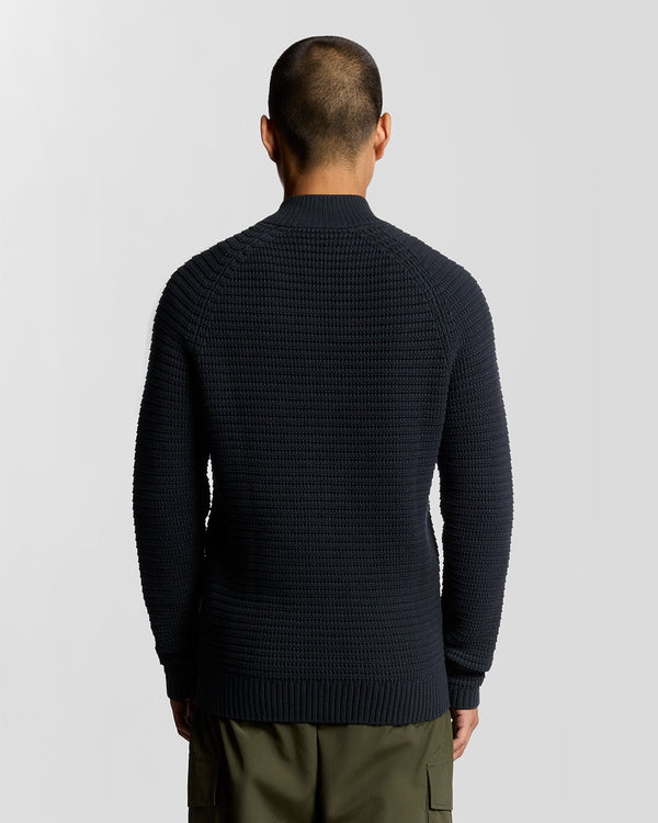 Lyle & Scott Cotton Waffle Knit Cardigan Dark Navy