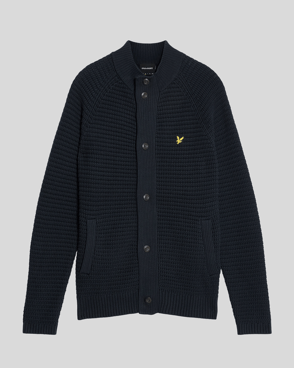 Lyle & Scott Cotton Waffle Knit Cardigan Dark Navy