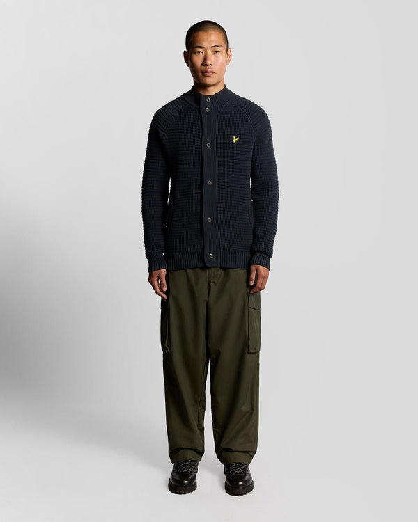 lyle & scott Cotton Waffle Knit Cardigan Dark Navy