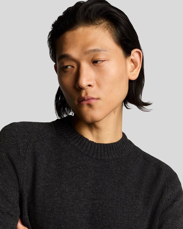 Lyle & Scott Crew Neck Knit Jumper Black Heather