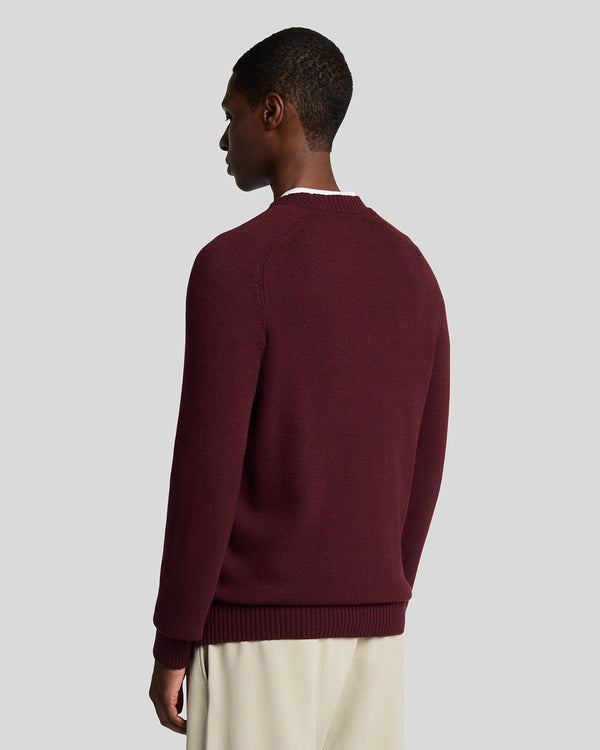 Lyle & Scott Crew Neck Knit Jumper Burgundy Heather