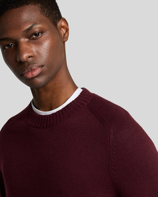 Lyle & Scott Crew Neck Knit Jumper Burgundy Heather
