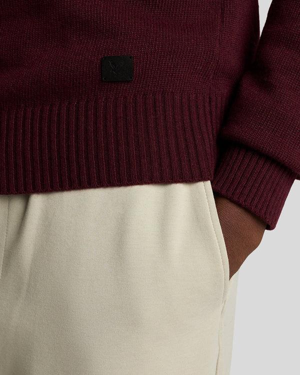 Lyle & Scott Crew Neck Knit Jumper Burgundy Heather