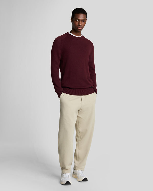 lyle & scott Crew Neck Knit Jumper Burgundy Heather