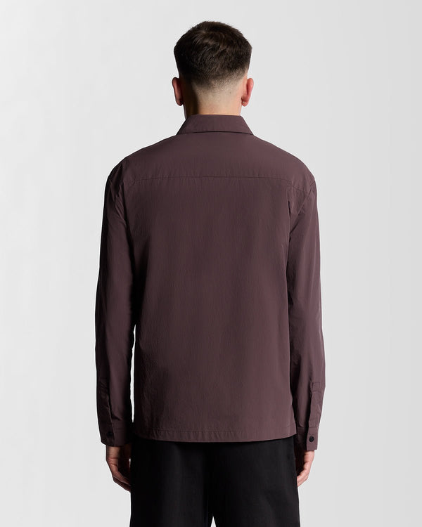 Lyle & Scott Crinkle Nylon Pocket Overshirt Espresso