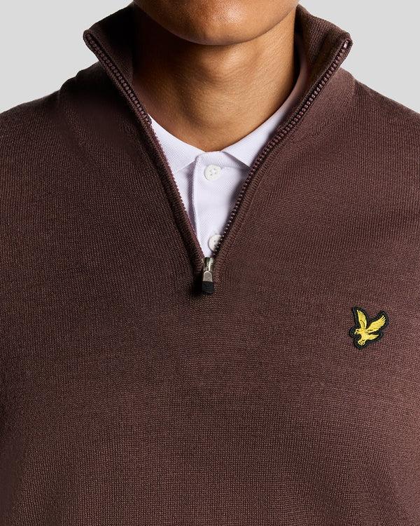 Lyle & Scott Golf 1/4 Zip Wool Blend Jumper Berry