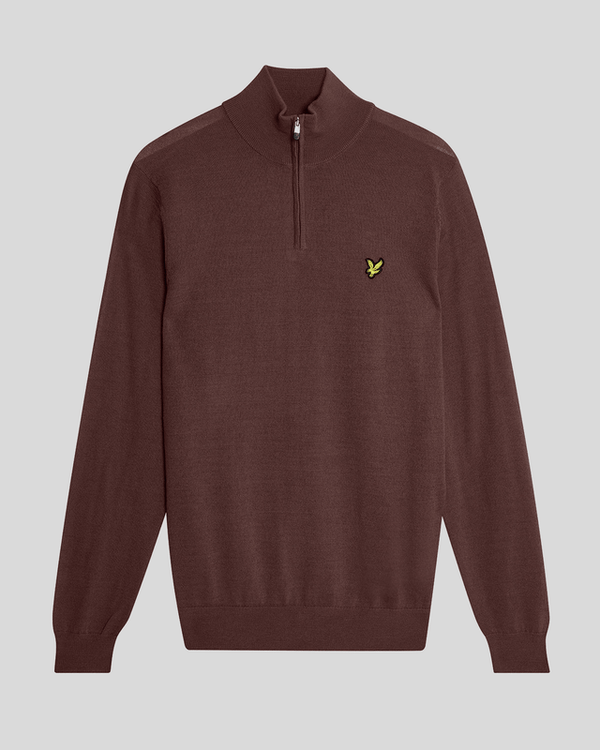 Lyle & Scott Golf 1/4 Zip Wool Blend Jumper Berry
