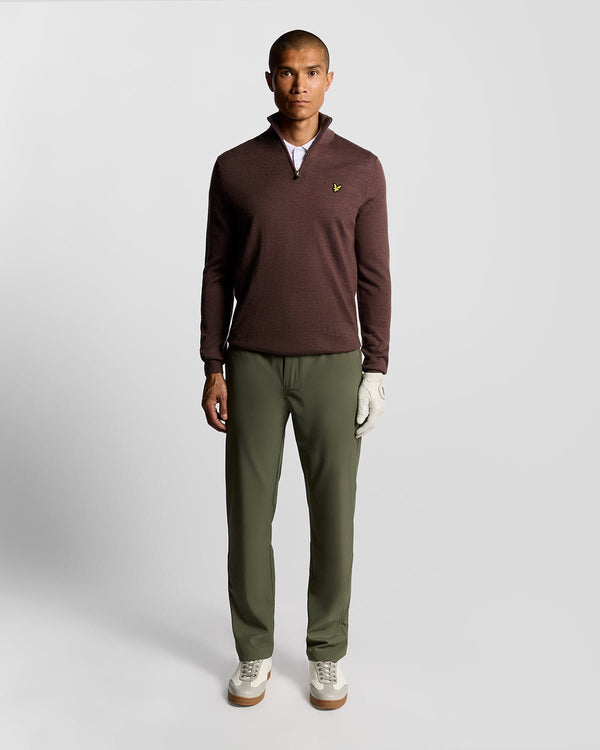 lyle & scott Golf 1/4 Zip Wool Blend Jumper Berry