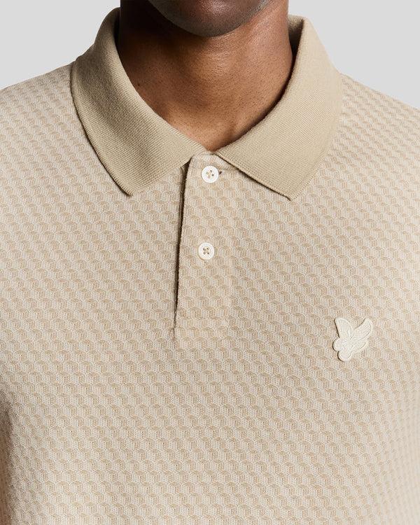 Lyle & Scott Graphic Jacquard Polo Shirt Natural