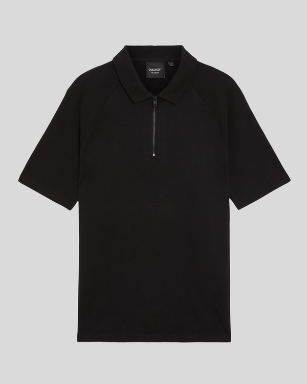 Lyle & Scott Interlock Zipped Polo Shirt Jet Black