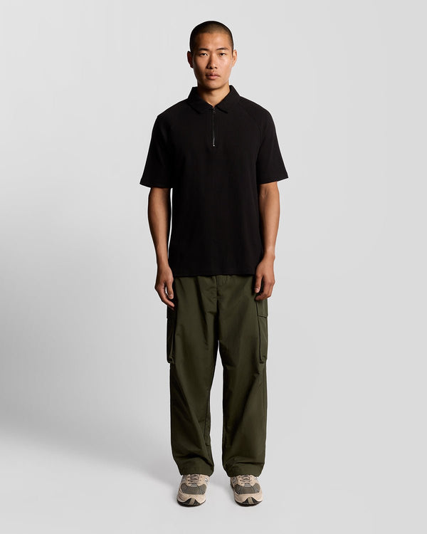 lyle & scott Interlock Zipped Polo Shirt Jet Black