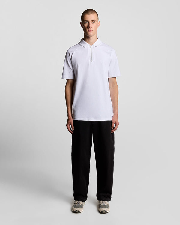 lyle & scott Interlock Zipped Polo Shirt White