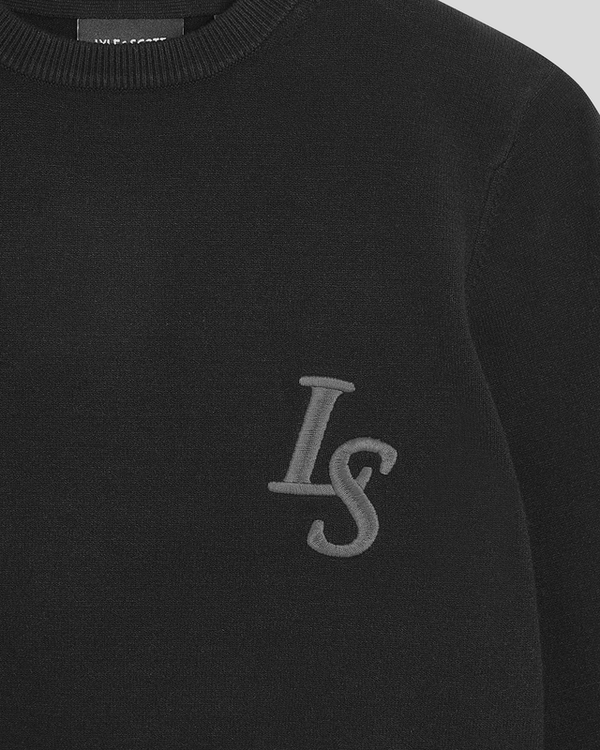Lyle & Scott L&S Monogram Crew Neck Jumper Jet Black