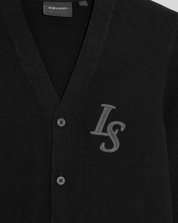 Lyle & Scott L&S Monogram V Neck Cardigan Jet Black