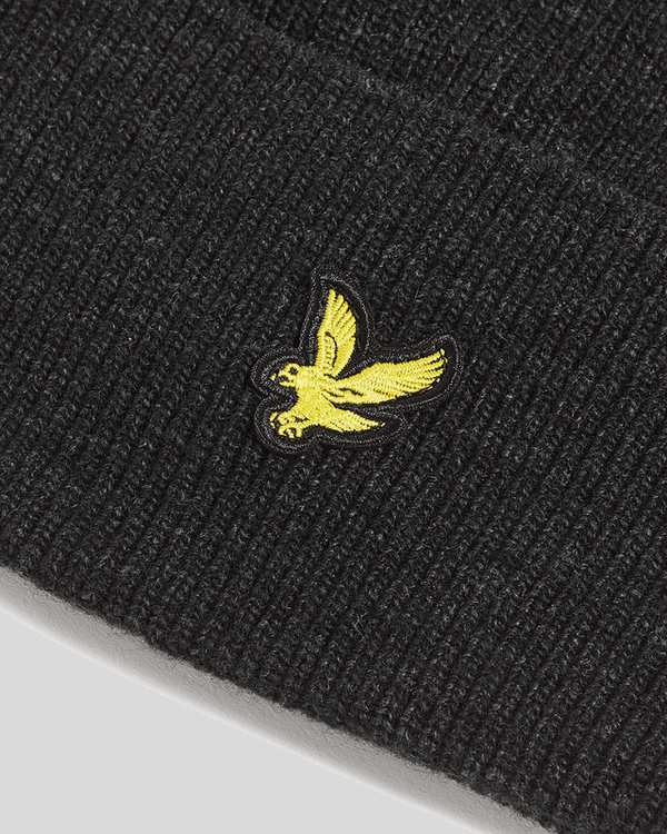 Lyle & Scott Lambswool Blend Beanie Jet Black Marl