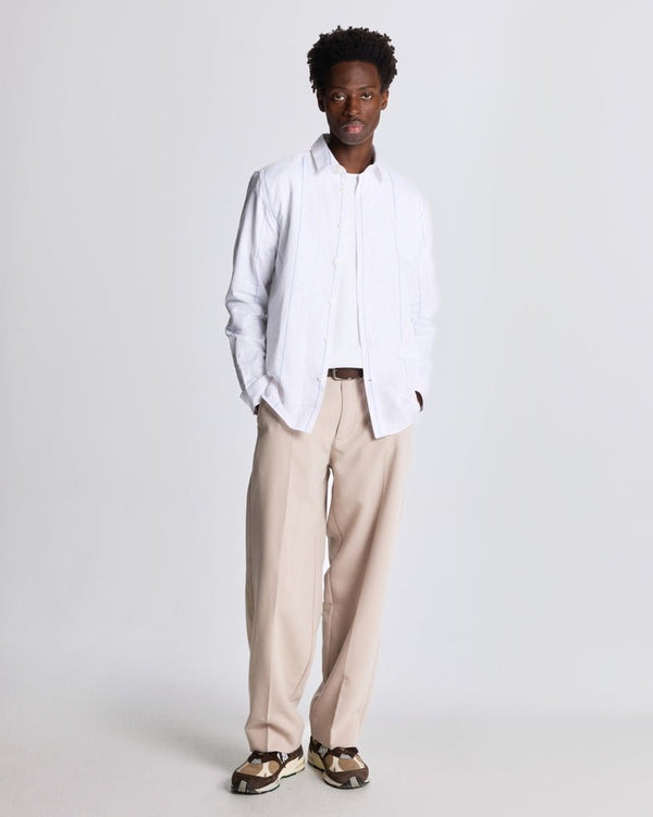 lyle & scott Linen Stripe Long Sleeve Shirt White