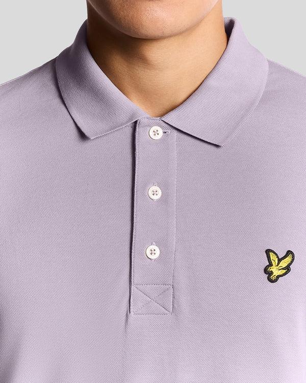 Lyle & Scott Long Sleeve Cotton Polo Shirt Ash Lilac
