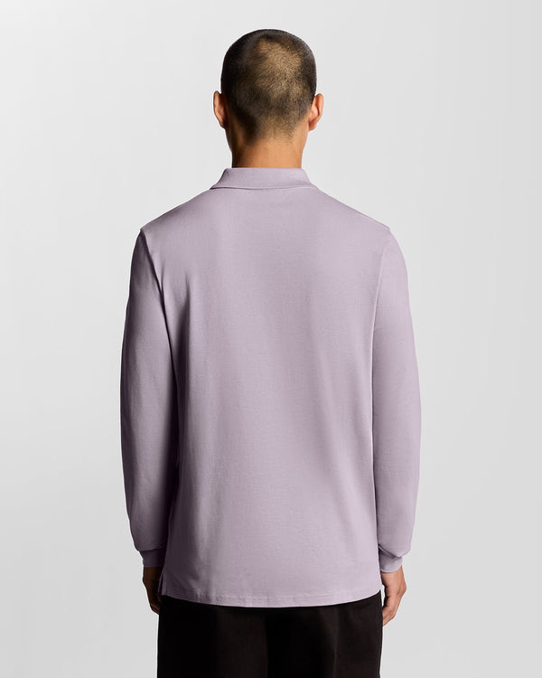 Lyle & Scott Long Sleeve Cotton Polo Shirt Ash Lilac