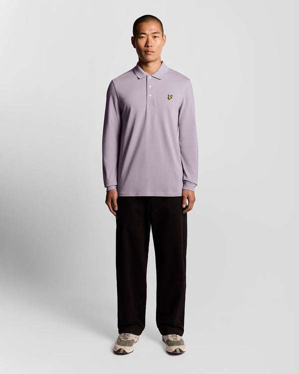 lyle & scott Long Sleeve Cotton Polo Shirt Ash Lilac