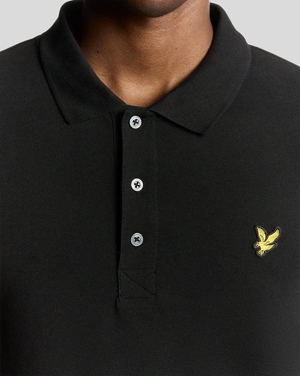 Lyle & Scott Long Sleeve Cotton Polo Shirt Jet Black