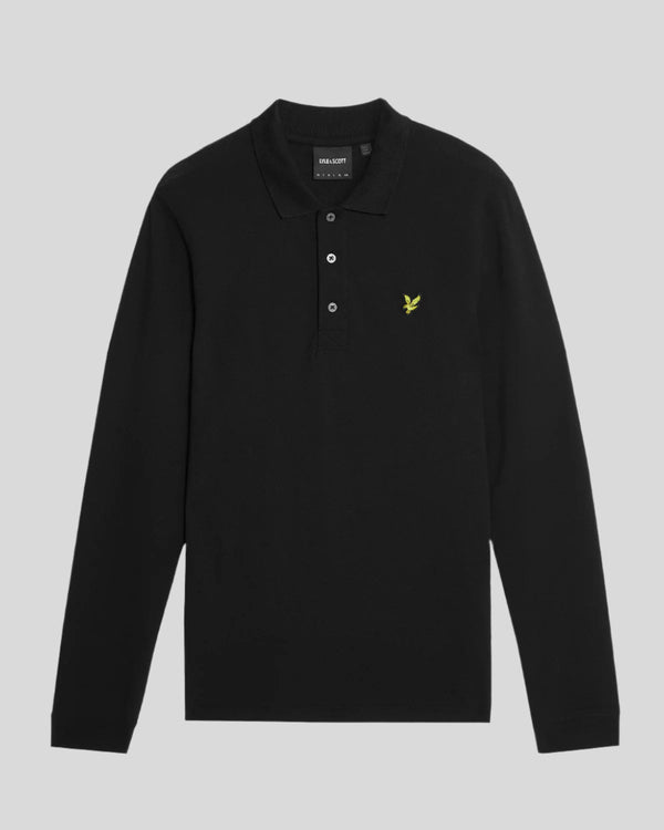 Lyle & Scott Long Sleeve Cotton Polo Shirt Jet Black