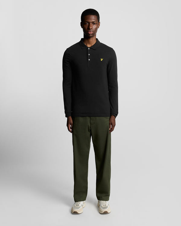 lyle & scott Long Sleeve Cotton Polo Shirt Jet Black