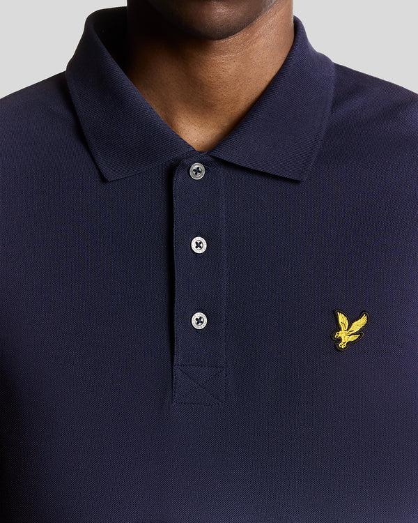 Lyle & Scott Long Sleeve Cotton Polo Shirt Navy