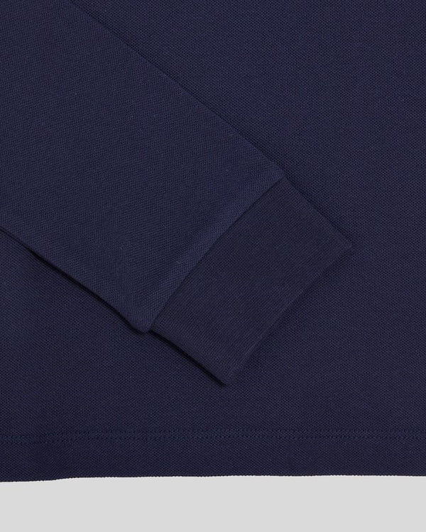 Lyle & Scott Long Sleeve Cotton Polo Shirt Navy