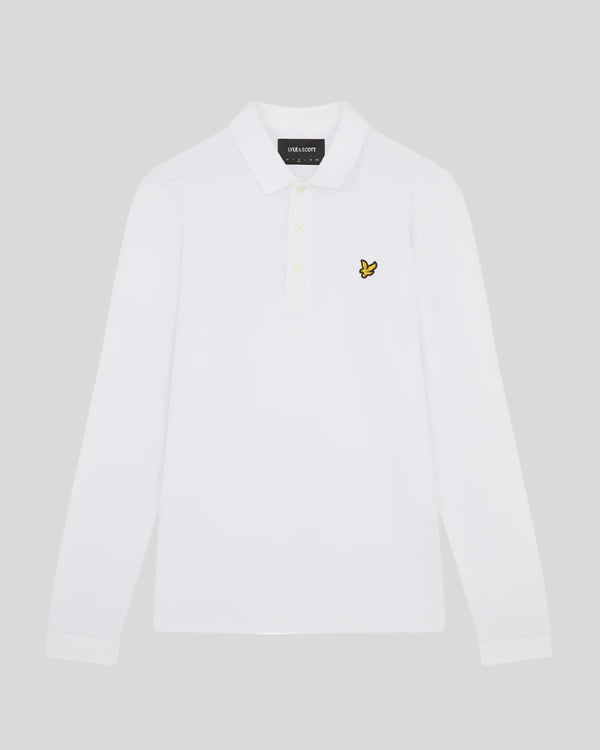 Lyle & Scott Long Sleeve Cotton Polo Shirt White