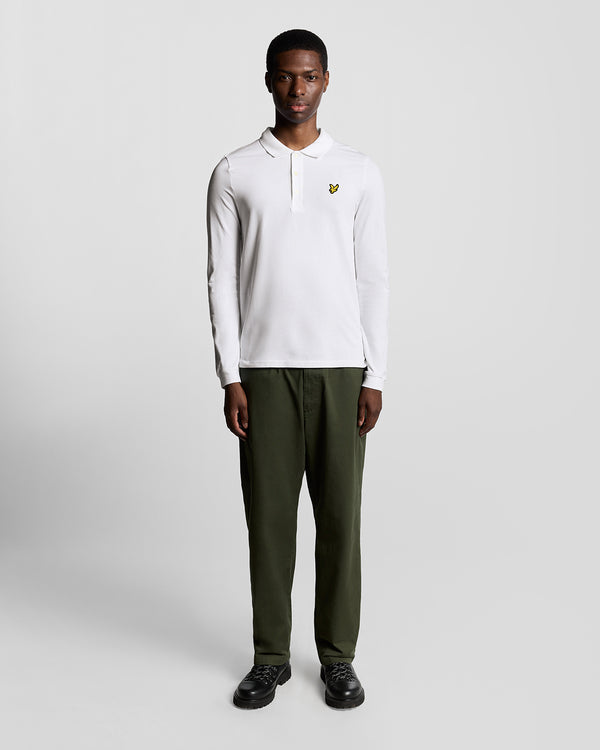 lyle & scott Long Sleeve Cotton Polo Shirt White