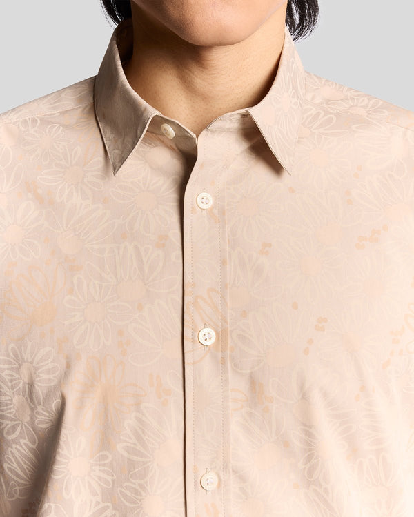 Lyle & Scott Long Sleeve Floral Shirt Putty