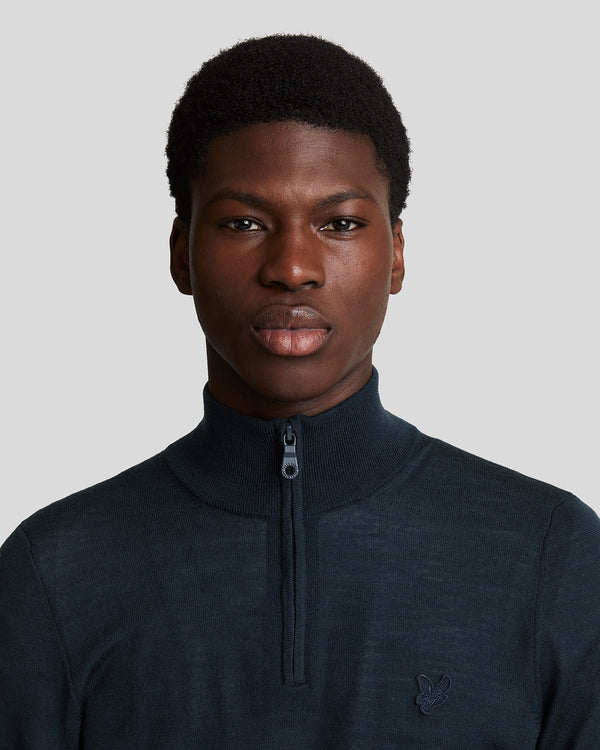 Lyle & Scott Merino Wool 1/4 Zip Jumper Dark Navy