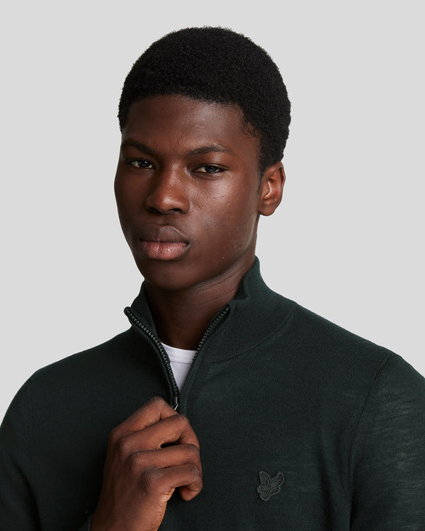 Lyle & Scott Merino Wool 1/4 Zip Jumper Jet Black