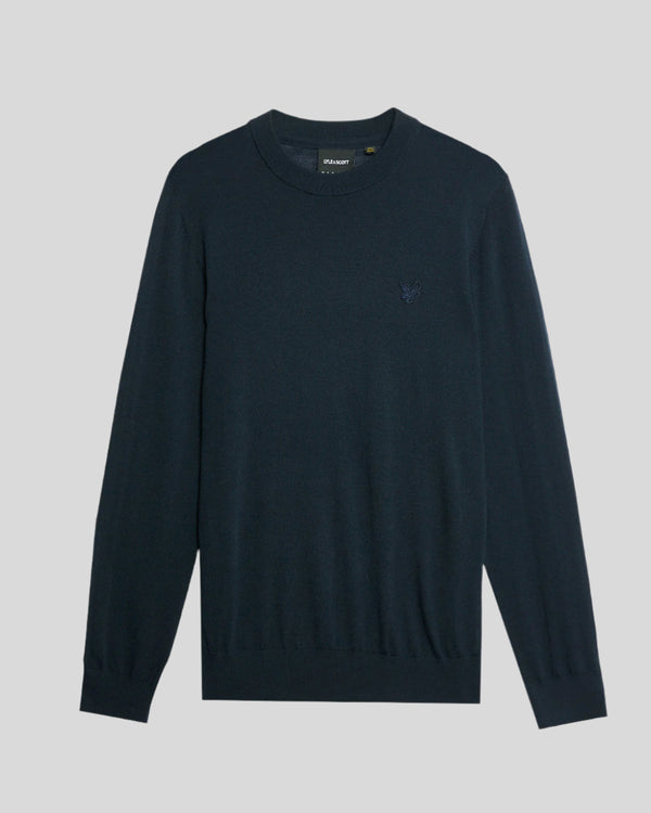 Lyle & Scott Merino Wool Crew Neck Jumper Dark Navy